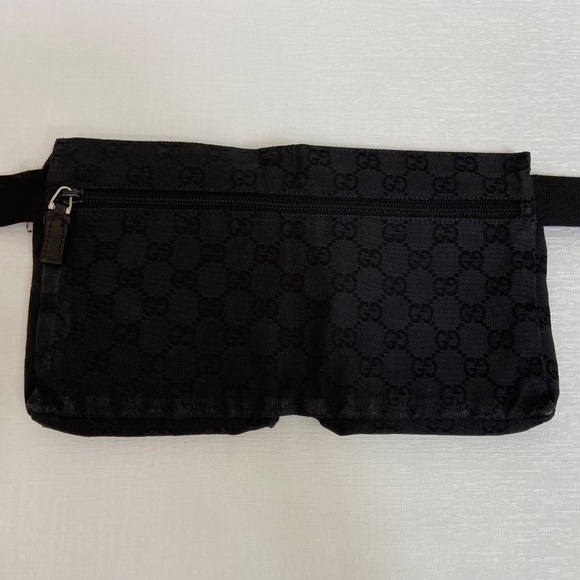Authentic Gucci Black Canvas and Leather Belt Bag | Unisex Fanny Pack, Waist Bag - Picture 2 of 14